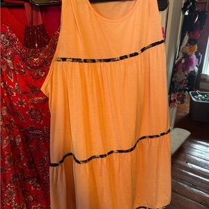 Light Orange Sleeveless Tank with Cheetah Stripe Accents